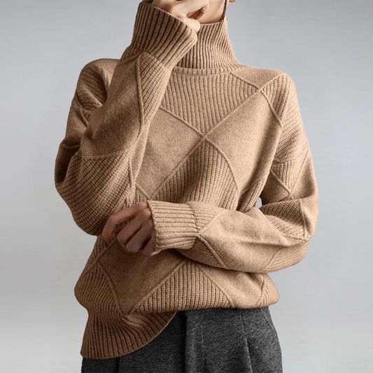Lauren | Suéter de cachemira premium con cuello alto, suave y cálido