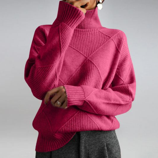 Lauren | Suéter de cachemira premium con cuello alto, suave y cálido
