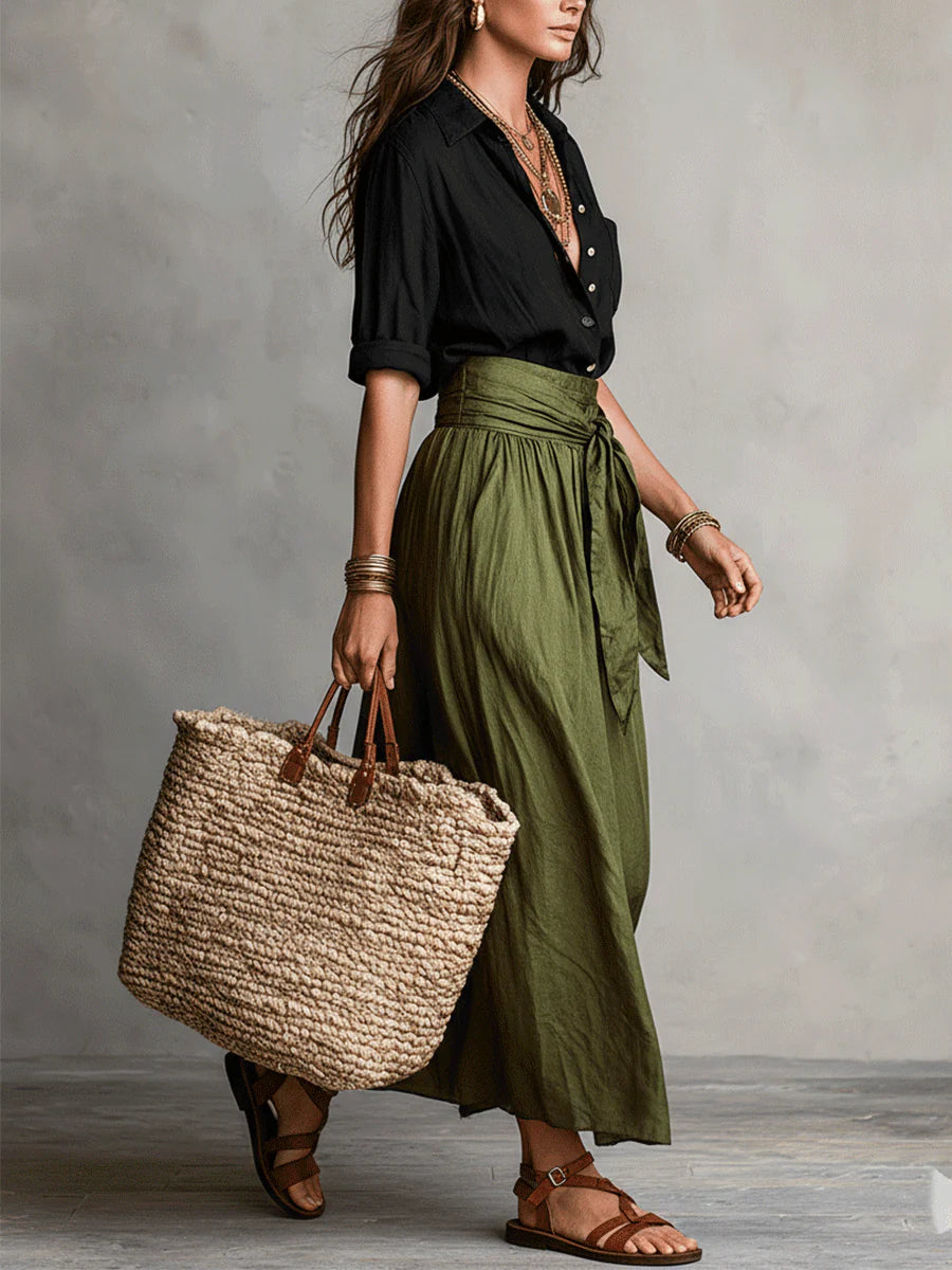 Nora | Conjunto Dos Piezas: Top Negro y Falda Midi