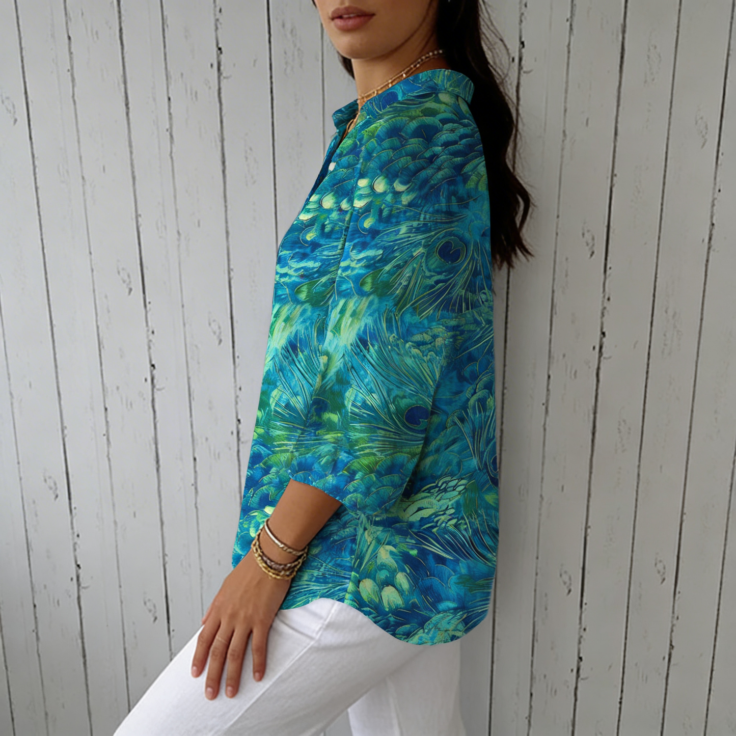 Karen Camisa estampada de diseño contemporáneo