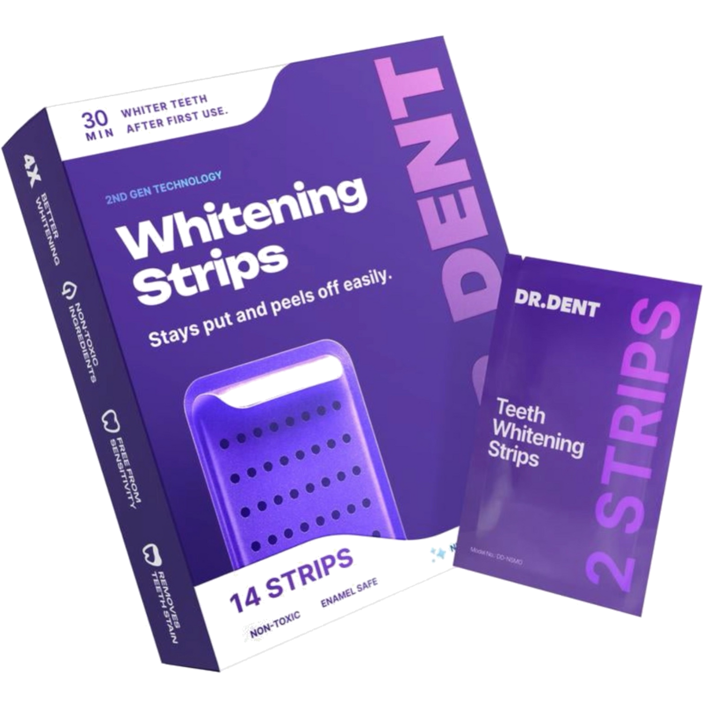 Tiras de blanqueamiento de dientes púrpuras DRDENT