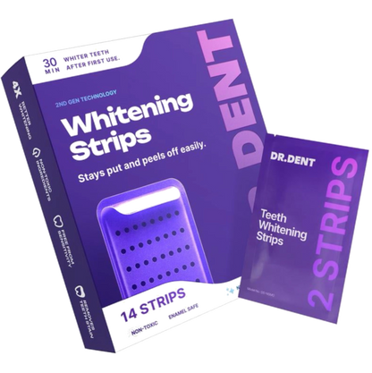 Tiras de blanqueamiento de dientes púrpuras DRDENT