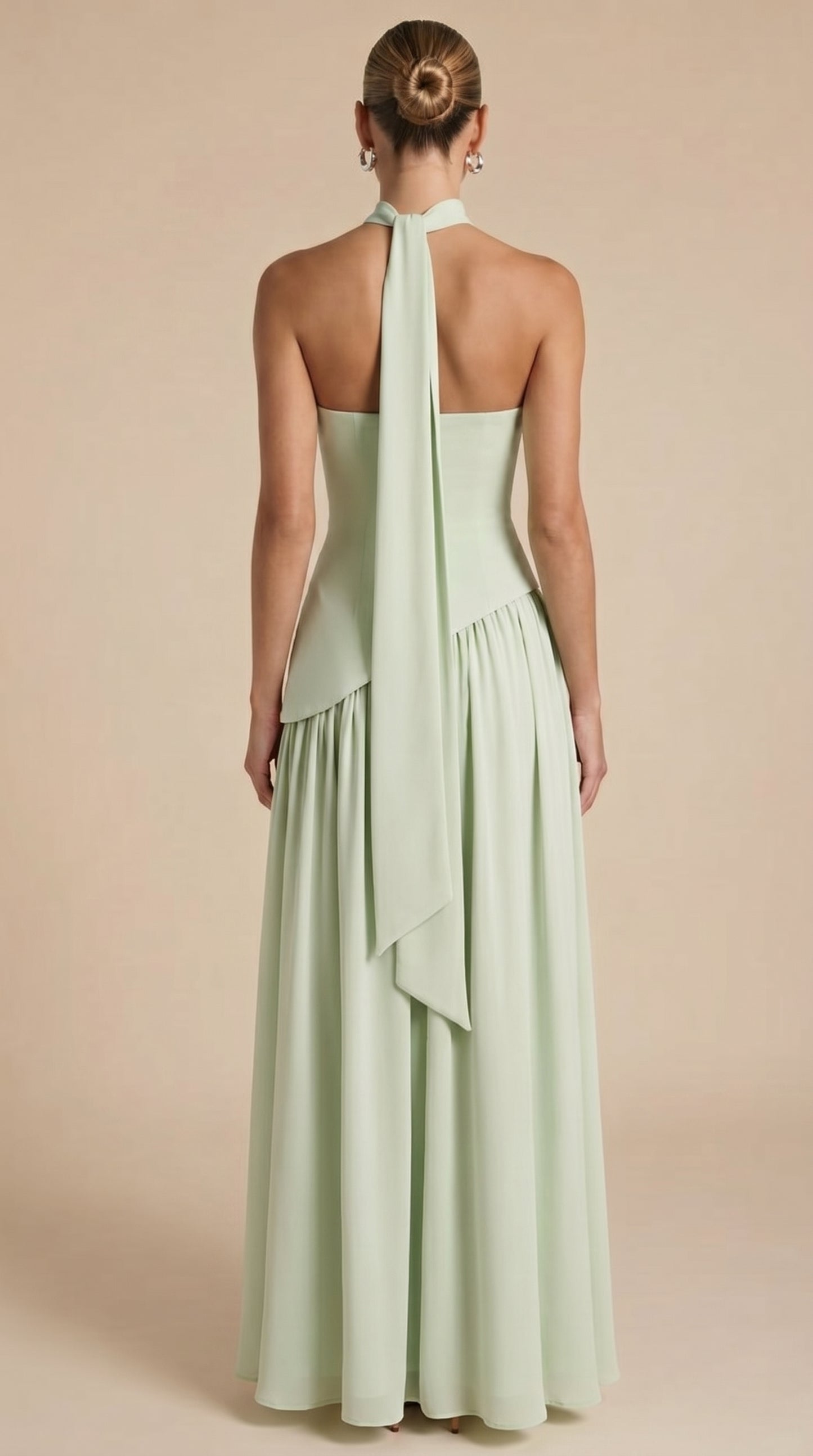 Raya™ | Vestido Maxi Bicolor sin Tirantes con Pañuelo