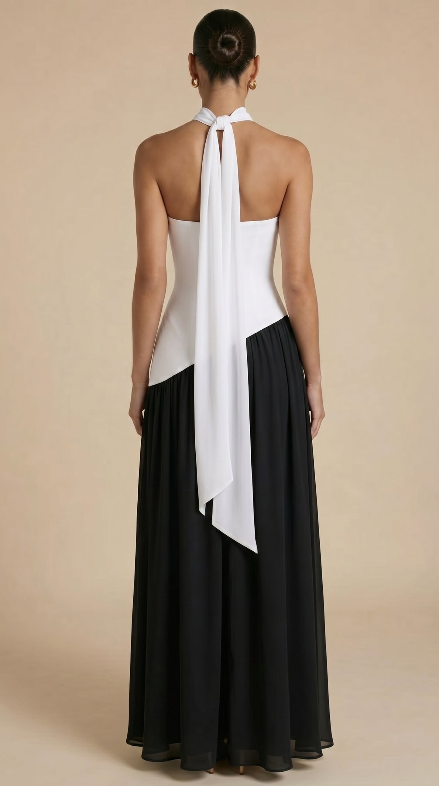 Raya™ | Vestido Maxi Bicolor sin Tirantes con Pañuelo