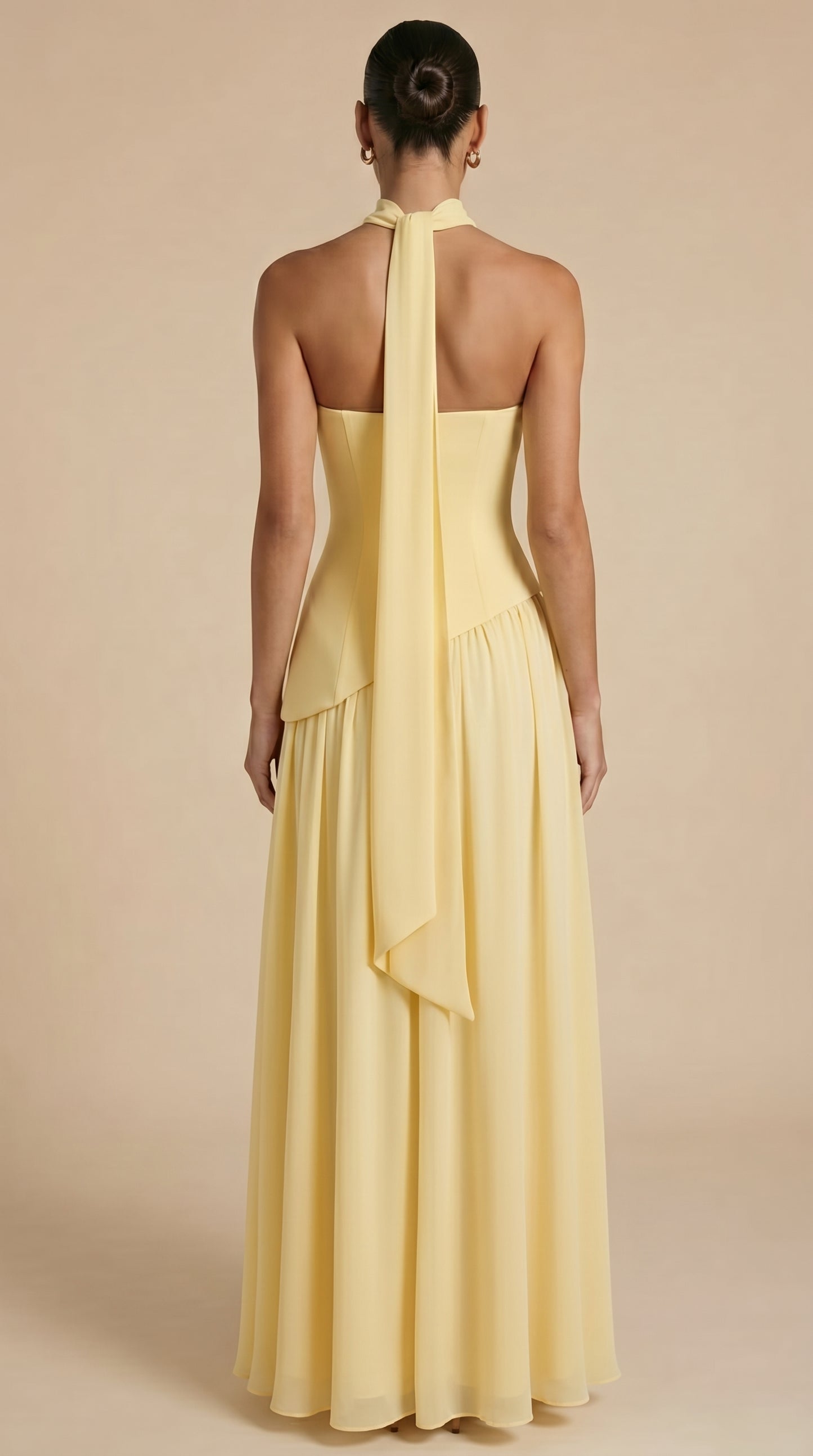 Raya™ | Vestido Maxi Bicolor sin Tirantes con Pañuelo