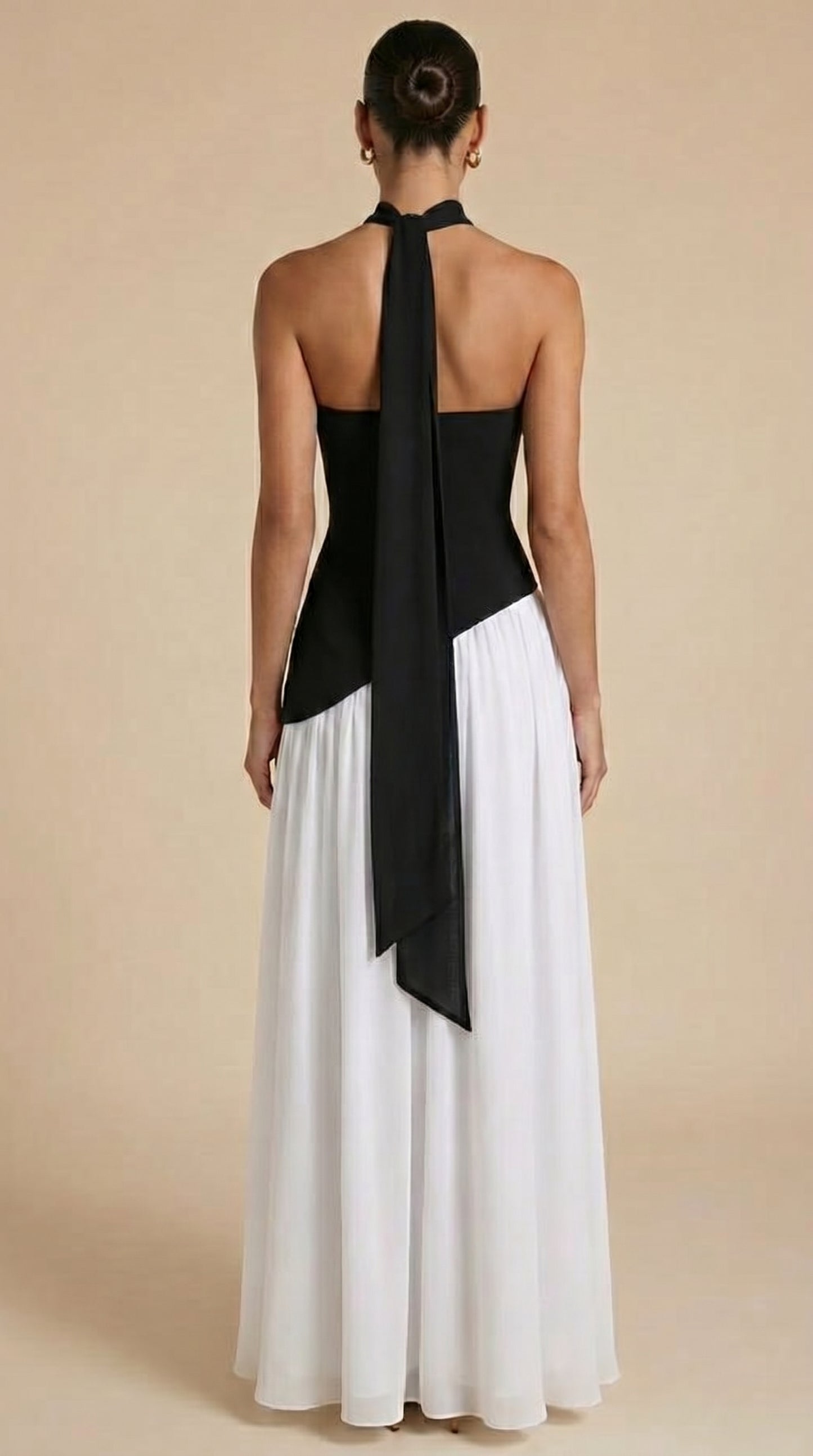 Raya™ | Vestido Maxi Bicolor sin Tirantes con Pañuelo