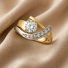 Deslumbrante Anillo Vintage Irregular en Oro y Plata con Circonia